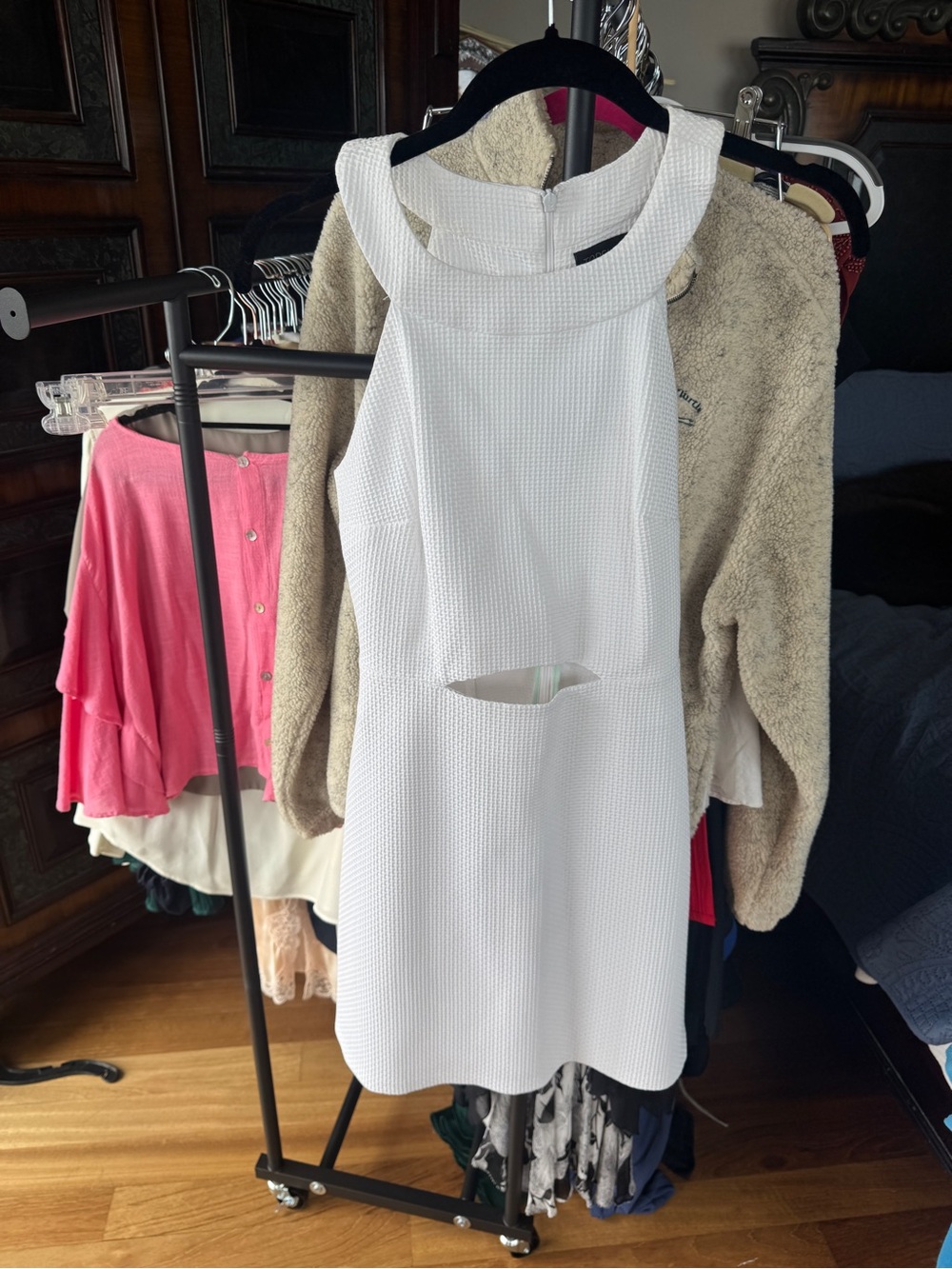 Top shop White Textured Cutout Mini Dress